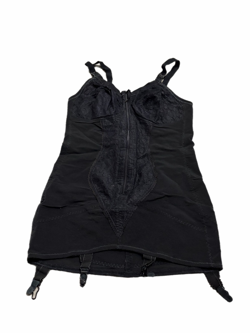 50s/60s European Vintage Triumph Zip Front Corselette Girdle Shapewear Black LXL